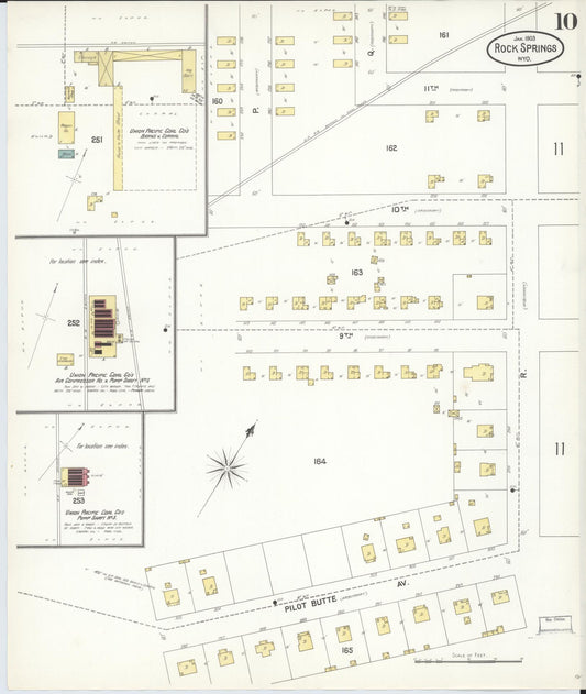 Sanborn Fire Insurance Map from Rock Springs, Sweetwater County, Wyoming (1903), Sheet #0010 - Historic Sanborn Fire Insurance Map Print, vintage old map wall art, antique decor, genealogy gift, Wyoming Wyoming map
