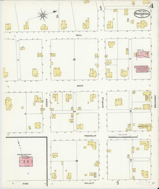 Sanborn Fire Insurance Map from Winnsboro, Wood County, Texas (1909), Sheet #0004 - Historic Sanborn Fire Insurance Map Print, vintage old map wall art, antique decor, genealogy gift, Texas Texas map
