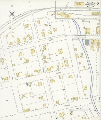 Sanborn Fire Insurance Map from Rockford, Spokane County, Washington (1908), Sheet #0002 - Complete Map Set gallery image, historic Sanborn map, vintage wall art, Washington Washington