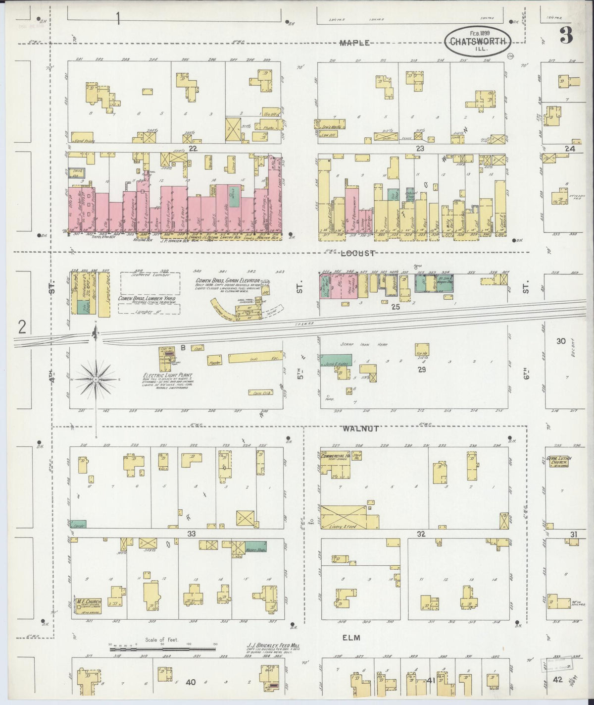 Sanborn Fire Insurance Map from Chatsworth, Livingston County, Illinois (1899), Sheet #0003 - Complete Map Set gallery image, historic Sanborn map, vintage wall art, Illinois Illinois