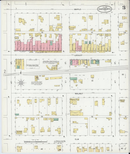 Sanborn Fire Insurance Map from Chatsworth, Livingston County, Illinois (1899), Sheet #0003 - Complete Map Set gallery image, historic Sanborn map, vintage wall art, Illinois Illinois
