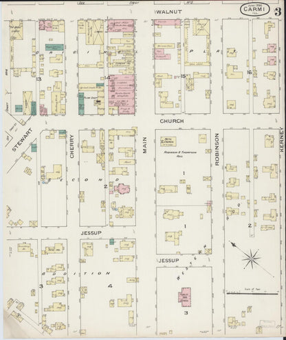 Sanborn Fire Insurance Map from Carmi, White County, Illinois (1886), Sheet #0003 - Complete Map Set gallery image, historic Sanborn map, vintage wall art, Illinois Illinois