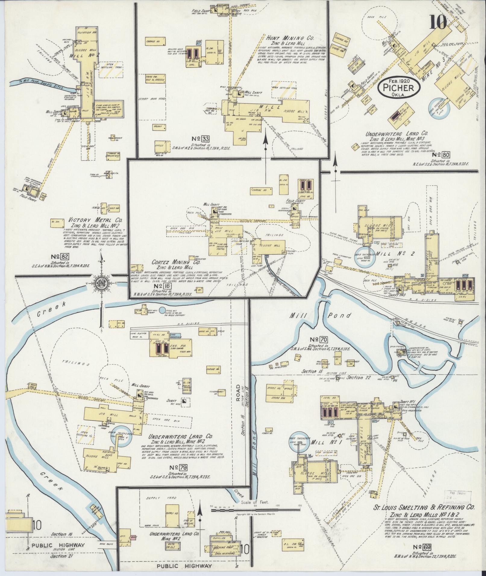 Sanborn Fire Insurance Map from Picher, Ottawa County, Oklahoma (1920), Sheet #0010 - Complete Map Set gallery image, historic Sanborn map, vintage wall art, Oklahoma Oklahoma
