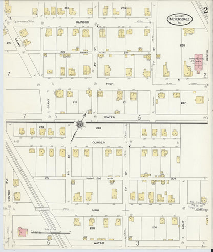 Sanborn Fire Insurance Map from Meyersdale, Somerset County, Pennsylvania (1910), Sheet #0002 - Historic Sanborn Fire Insurance Map Print, vintage old map wall art, antique decor, genealogy gift, Pennsylvania Pennsylvania map