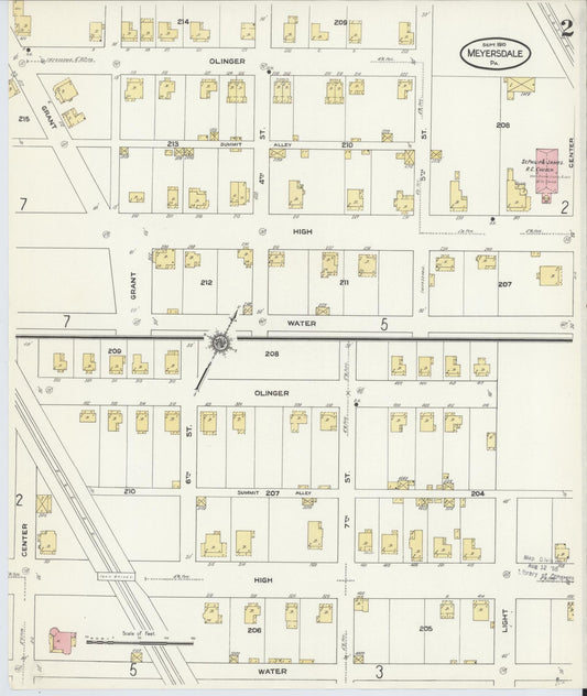 Sanborn Fire Insurance Map from Meyersdale, Somerset County, Pennsylvania (1910), Sheet #0002 - Historic Sanborn Fire Insurance Map Print, vintage old map wall art, antique decor, genealogy gift, Pennsylvania Pennsylvania map