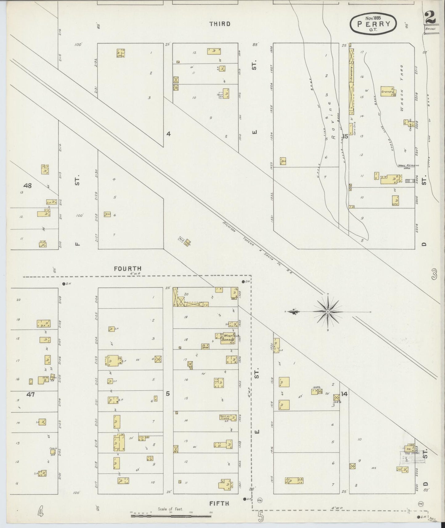 Sanborn Fire Insurance Map from Perry, Noble County, Oklahoma (1895), Sheet #0002 - Complete Map Set gallery image, historic Sanborn map, vintage wall art, Oklahoma Oklahoma