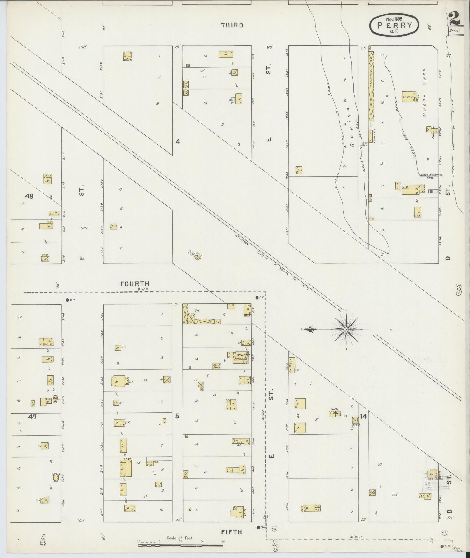 Sanborn Fire Insurance Map from Perry, Noble County, Oklahoma (1895), Sheet #0002 - Complete Map Set gallery image, historic Sanborn map, vintage wall art, Oklahoma Oklahoma