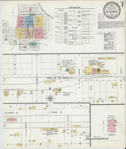 Sanborn Fire Insurance Map from Blackwell, Kay County, Oklahoma (1903), Sheet #0001 - Complete Map Set gallery image, historic Sanborn map, vintage wall art, Oklahoma Oklahoma