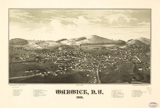 Warwick, N.Y. 1887. (1887) – Historic Bird’s-Eye View Panorama Print