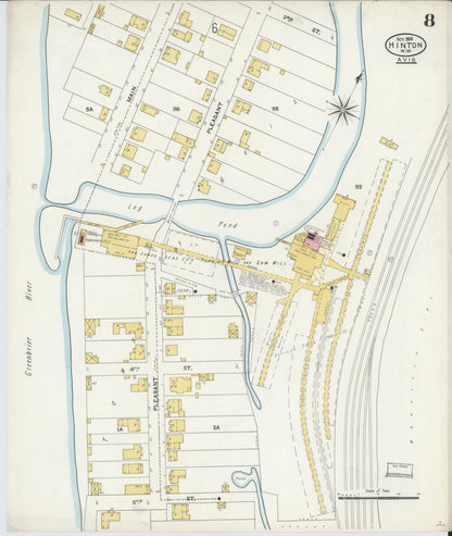 Sanborn Fire Insurance Map from Hinton, Summer County, West Virginia (1905), Sheet #0008 - Complete Map Set gallery image, historic Sanborn map, vintage wall art, West Virginia West Virginia