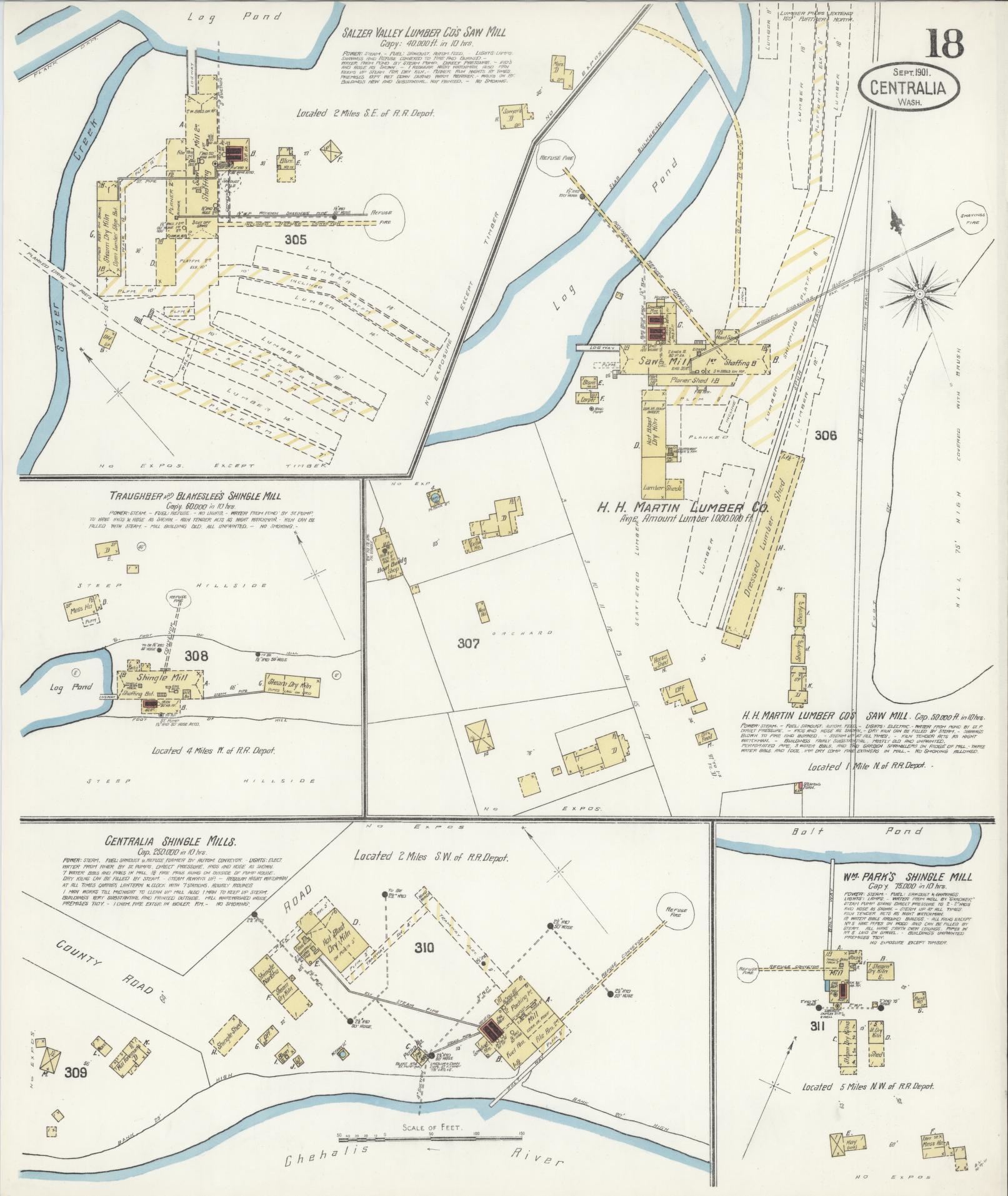 Sanborn Fire Insurance Map from Centralia, Lewis County, Washington (1901), Sheet #0018 - Complete Map Set gallery image, historic Sanborn map, vintage wall art, Washington Washington