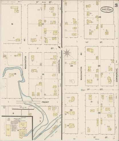 Sanborn Fire Insurance Map from Dayton, Columbia County, Washington (1889), Sheet #0003 - Complete Map Set gallery image, historic Sanborn map, vintage wall art, Washington Washington