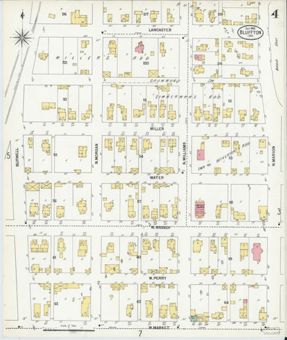 Sanborn Fire Insurance Map from Bluffton, Wells County, Indiana (1900), Sheet #0004 - Historic Sanborn Fire Insurance Map Print, vintage old map wall art, antique decor, genealogy gift, Indiana Indiana map