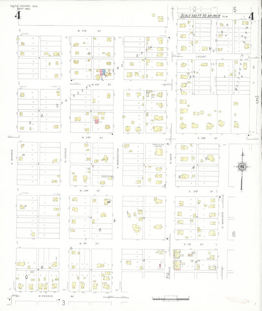 Sanborn Fire Insurance Map from Smith Center, Smith County, Kansas (1943), Sheet #0004 - Historic Sanborn Fire Insurance Map Print, vintage old map wall art, antique decor, genealogy gift, Kansas Kansas map