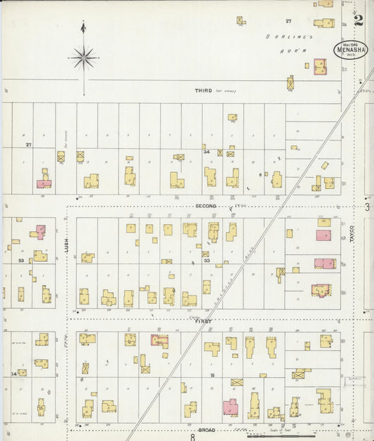 Sanborn Fire Insurance Map from Menasha, Winnebago County, Wisconsin (1906), Sheet #0002 - Historic Sanborn Fire Insurance Map Print, vintage old map wall art, antique decor, genealogy gift, Wisconsin Wisconsin map