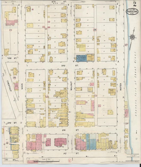 Sanborn Fire Insurance Map from Parsons, Tucker County, West Virginia (1944), Sheet #0002 - Historic Sanborn Fire Insurance Map Print, vintage old map wall art, antique decor, genealogy gift, West Virginia West Virginia map