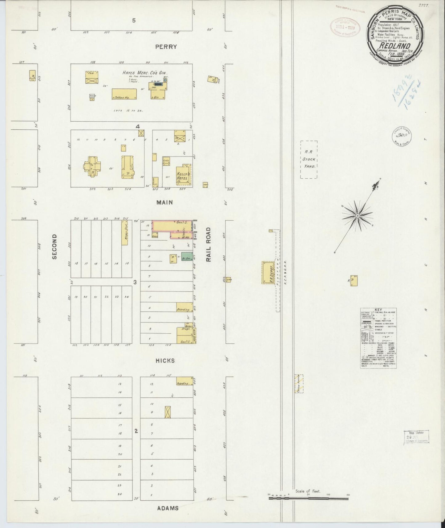Sanborn Fire Insurance Map from Redland, Sequoyab County, Oklahoma (1899), Sheet #0001 - Historic Sanborn Fire Insurance Map Print, vintage old map wall art, antique decor, genealogy gift, Oklahoma Oklahoma map