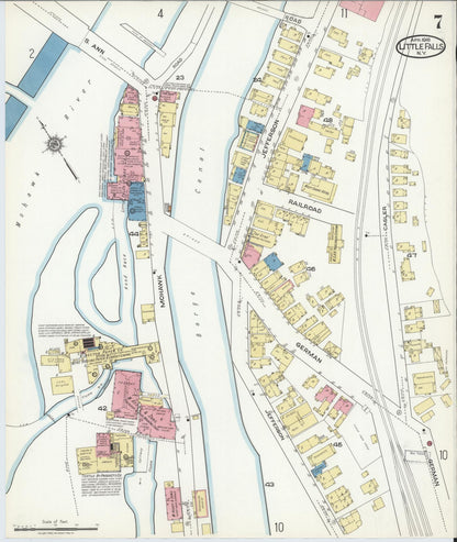 Sanborn Fire Insurance Map from Little Falls, Herkimer County, New York (1918), Sheet #0007 - Complete Map Set gallery image, historic Sanborn map, vintage wall art, New York New York