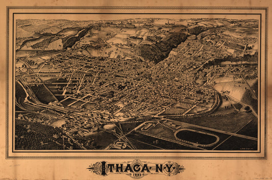 Ithaca, N.Y. (1882) – Historic Bird’s-Eye View Panorama Print