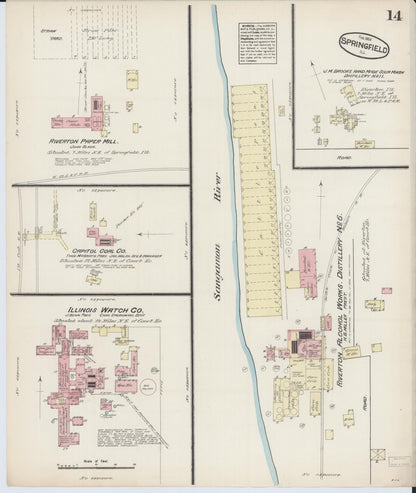 Sanborn Fire Insurance Map from Springfield, Sangamon County, Illinois (1884), Sheet #0014 - Complete Map Set gallery image, historic Sanborn map, vintage wall art, Illinois Illinois