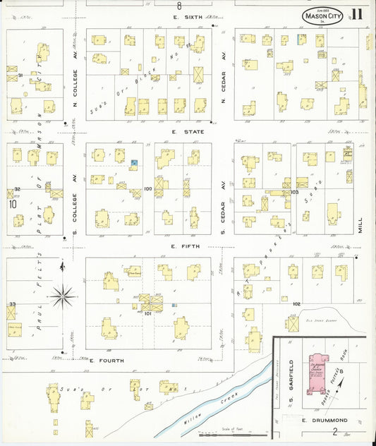 Sanborn Fire Insurance Map from Mason City, Cerro Gordo County, Iowa (1909), Sheet #0011 - Historic Sanborn Fire Insurance Map Print, vintage old map wall art