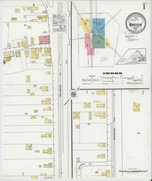 Sanborn Fire Insurance Map from Windsor, Isle Of Wight County, Virginia. (1921) – Historic Sanborn Fire Insurance Map Print