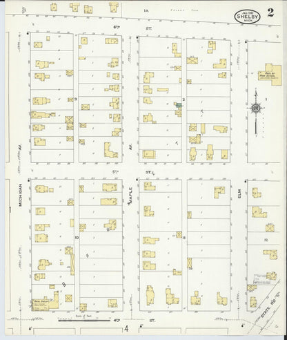 Sanborn Fire Insurance Map from Shelby, Oceana County, Michigan (1910), Sheet #0002 - Complete Map Set gallery image, historic Sanborn map, vintage wall art, Michigan Michigan