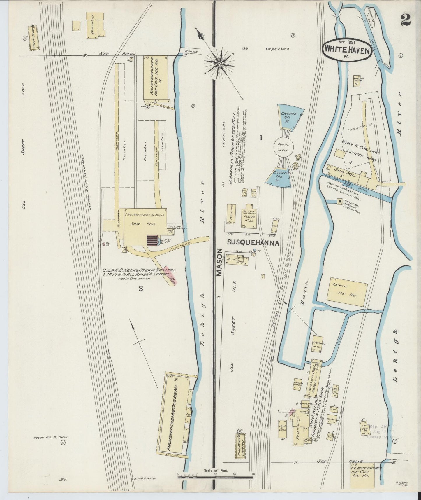 Sanborn Fire Insurance Map from White Haven, Luzerne County, Pennsylvania (1891), Sheet #0002 - Complete Map Set gallery image, historic Sanborn map, vintage wall art, Pennsylvania Pennsylvania