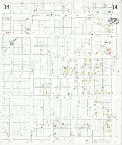 Sanborn Fire Insurance Map from Del Rio, Val Verde County, Texas (1930), Sheet #0014 - Complete Map Set gallery image, historic Sanborn map, vintage wall art, Texas Texas