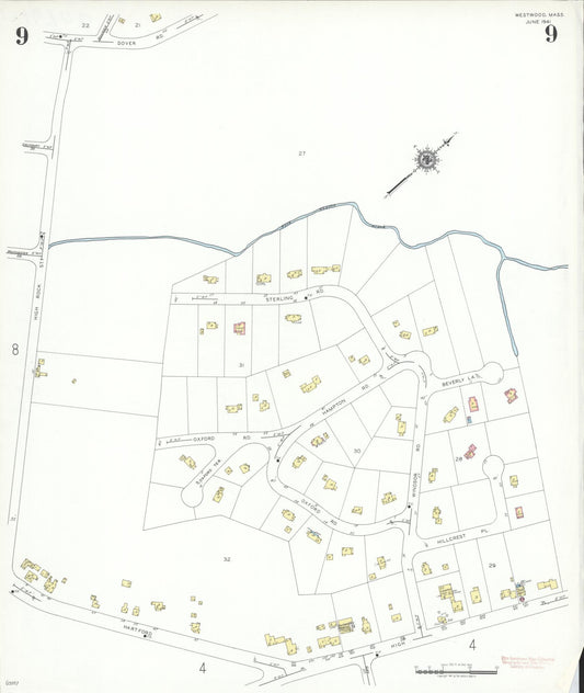 Sanborn Fire Insurance Map from Westwood, Norfolk County, Massachusetts (1941), Sheet #0009 - Historic Sanborn Fire Insurance Map Print, vintage old map wall art, antique decor, genealogy gift, Massachusetts Massachusetts map