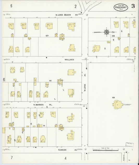 Sanborn Fire Insurance Map from Freeport, Nassau County, New York (1910), Sheet #0003 - Historic Sanborn Fire Insurance Map Print, vintage old map wall art, antique decor, genealogy gift, New York New York map