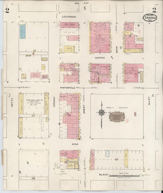 Sanborn Fire Insurance Map from Tahoka, Lynn County, Texas (1941), Sheet #0002 - Historic Sanborn Fire Insurance Map Print, vintage old map wall art, antique decor, genealogy gift, Texas Texas map