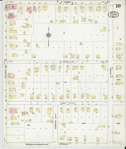 Sanborn Fire Insurance Map from Clyde, Sandusky County, Ohio (1911), Sheet #0010 - Historic Sanborn Fire Insurance Map Print, vintage old map wall art, antique decor, genealogy gift, Ohio Ohio map