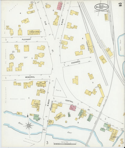 Sanborn Fire Insurance Map from Baldwinville, Worcester County, Massachusetts (1900), Sheet #0002 - Complete Map Set gallery image, historic Sanborn map, vintage wall art, Massachusetts Massachusetts