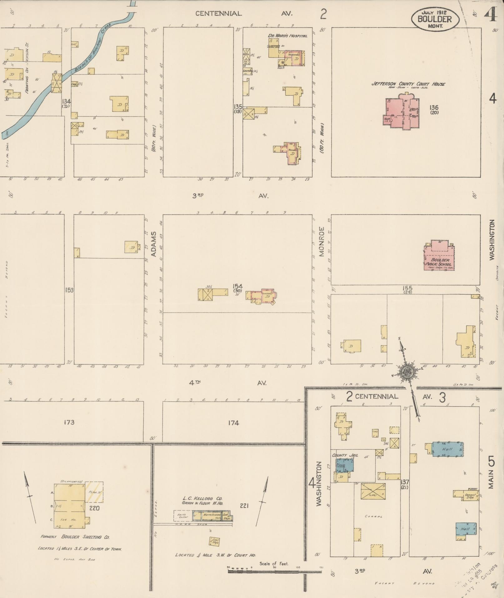 Sanborn Fire Insurance Map from Boulder, Jefferson County, Montana (1912), Sheet #0004 - Complete Map Set gallery image, historic Sanborn map, vintage wall art, Montana Montana
