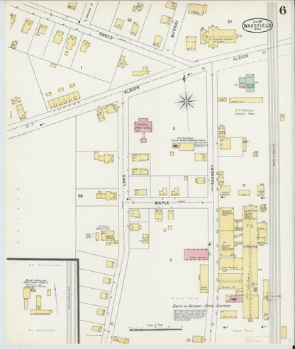 Sanborn Fire Insurance Map from Wakefield, Middlesex County, Massachusetts (1897), Sheet #0006 - Complete Map Set gallery image, historic Sanborn map, vintage wall art, Massachusetts Massachusetts