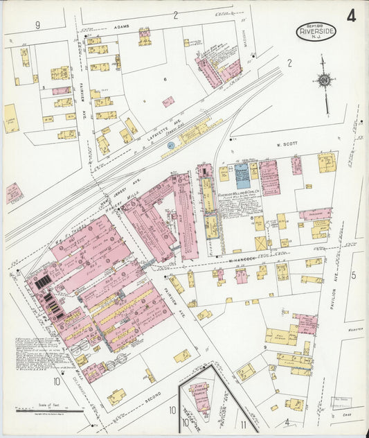 Sanborn Fire Insurance Map from Riverside, Burlington County, New Jersey (1919), Sheet #0004 - Historic Sanborn Fire Insurance Map Print, vintage old map wall art, antique decor, genealogy gift, New Jersey New Jersey map