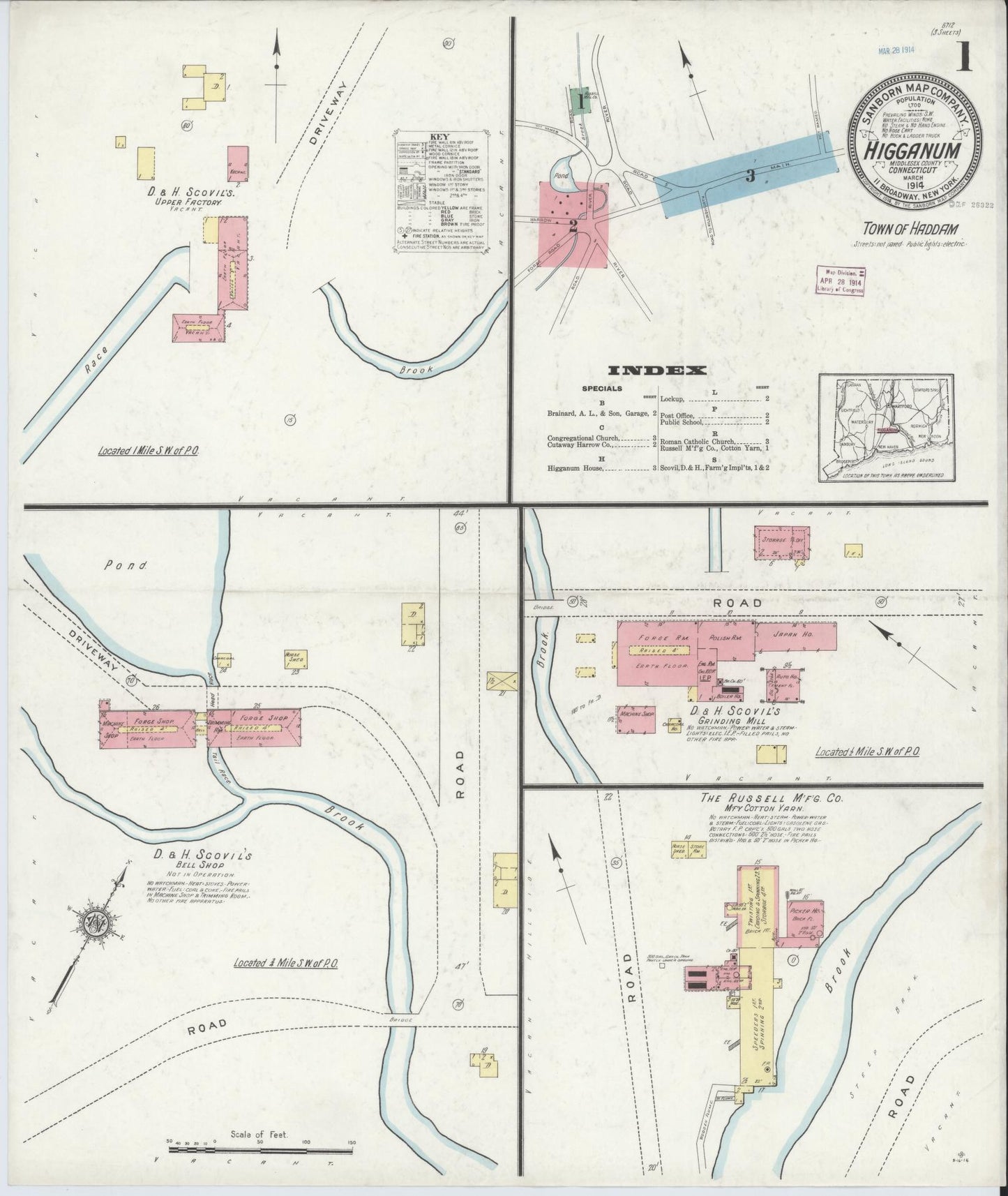 Sanborn Fire Insurance Map from Higganum, Middlesex County, Connecticut (1914), Sheet #0001 - Complete Map Set gallery image, historic Sanborn map, vintage wall art, Connecticut Connecticut