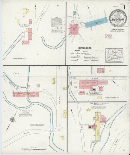 Sanborn Fire Insurance Map from Higganum, Middlesex County, Connecticut (1914), Sheet #0001 - Complete Map Set gallery image, historic Sanborn map, vintage wall art, Connecticut Connecticut