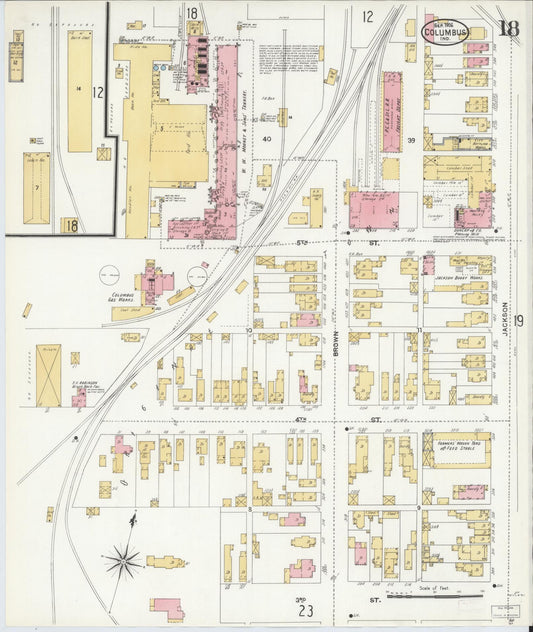 Sanborn Fire Insurance Map from Columbus, Bartholomew County, Indiana (1906), Sheet #0018 - Historic Sanborn Fire Insurance Map Print, vintage old map wall art, antique decor, genealogy gift, Indiana Indiana map