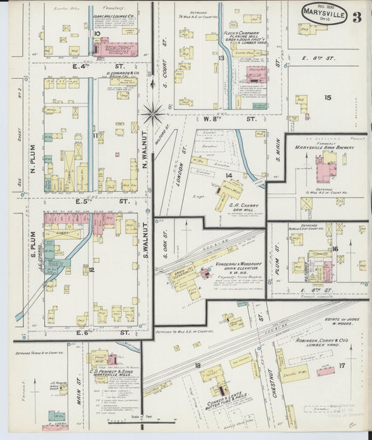 Sanborn Fire Insurance Map from Marysville, Union County, Ohio (1890), Sheet #0003 - Historic Sanborn Fire Insurance Map Print, vintage old map wall art, antique decor, genealogy gift, Ohio Ohio map