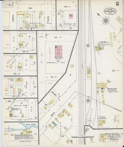 Sanborn Fire Insurance Map from Ashland, Saunders County, Nebraska (1897), Sheet #0002 - Complete Map Set gallery image, historic Sanborn map, vintage wall art, Nebraska Nebraska