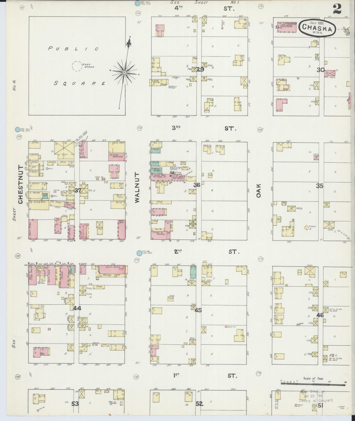 Sanborn Fire Insurance Map from Chaska, Carver County, Minnesota (1891), Sheet #0002 - Complete Map Set gallery image, historic Sanborn map, vintage wall art, Minnesota Minnesota