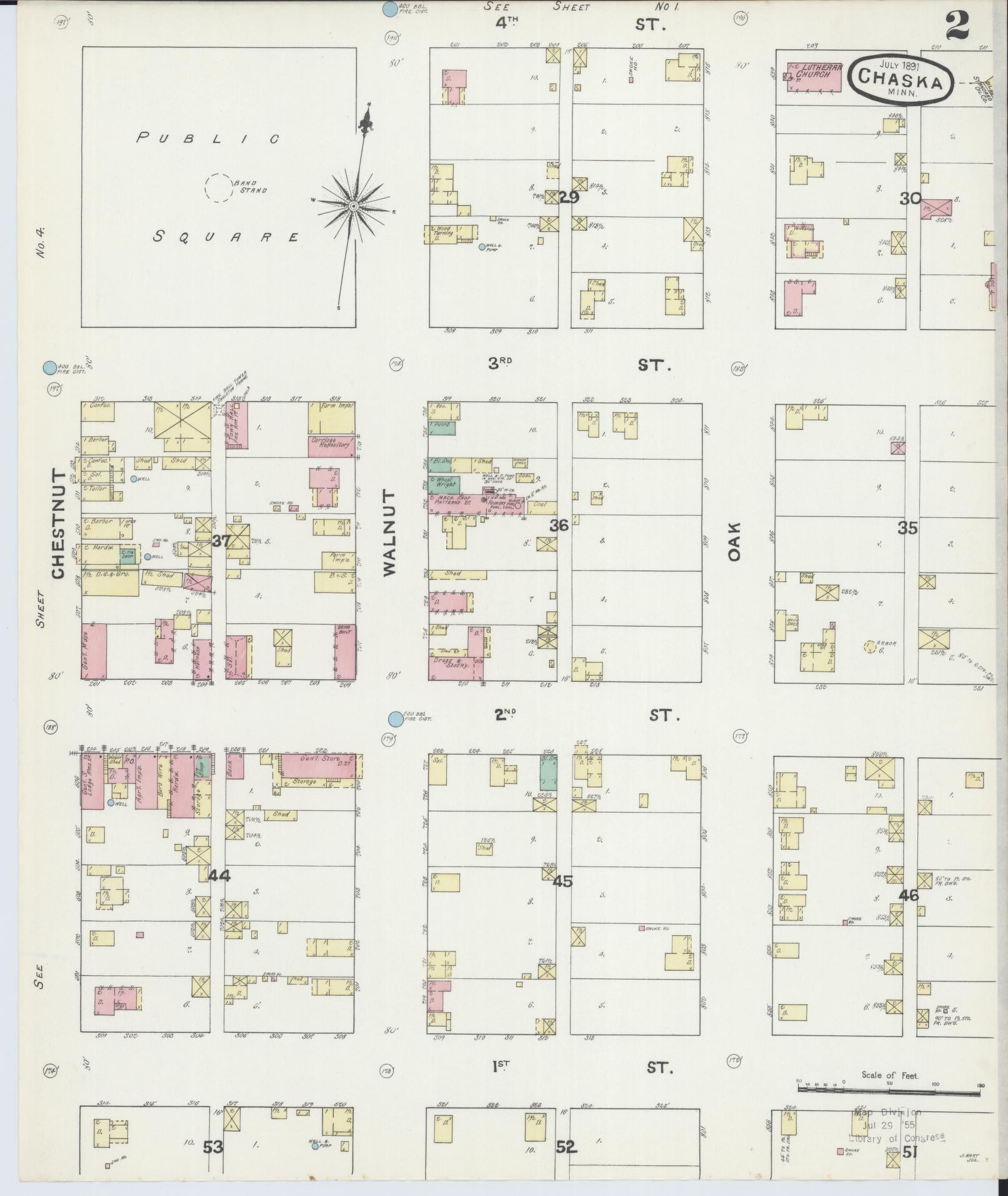 Sanborn Fire Insurance Map from Chaska, Carver County, Minnesota (1891), Sheet #0002 - Complete Map Set gallery image, historic Sanborn map, vintage wall art, Minnesota Minnesota