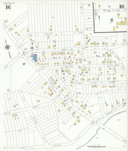 Sanborn Fire Insurance Map from Lexington, Middlesex County, Massachusetts (1935), Sheet #0016 - Complete Map Set gallery image, historic Sanborn map, vintage wall art, Massachusetts Massachusetts