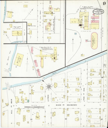 Sanborn Fire Insurance Map from Fort Dodge, Webster County, Iowa (1896), Sheet #0009 - Historic Sanborn Fire Insurance Map Print