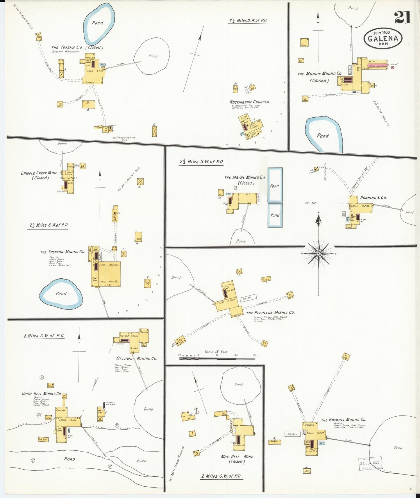 Sanborn Fire Insurance Map from Galena, Cherokee County, Kansas (1900), Sheet #0021 - Complete Map Set gallery image, historic Sanborn map, vintage wall art, Kansas Kansas