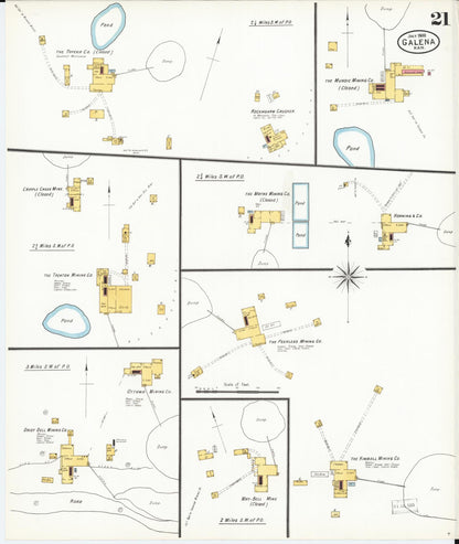 Sanborn Fire Insurance Map from Galena, Cherokee County, Kansas (1900), Sheet #0021 - Complete Map Set gallery image, historic Sanborn map, vintage wall art, Kansas Kansas