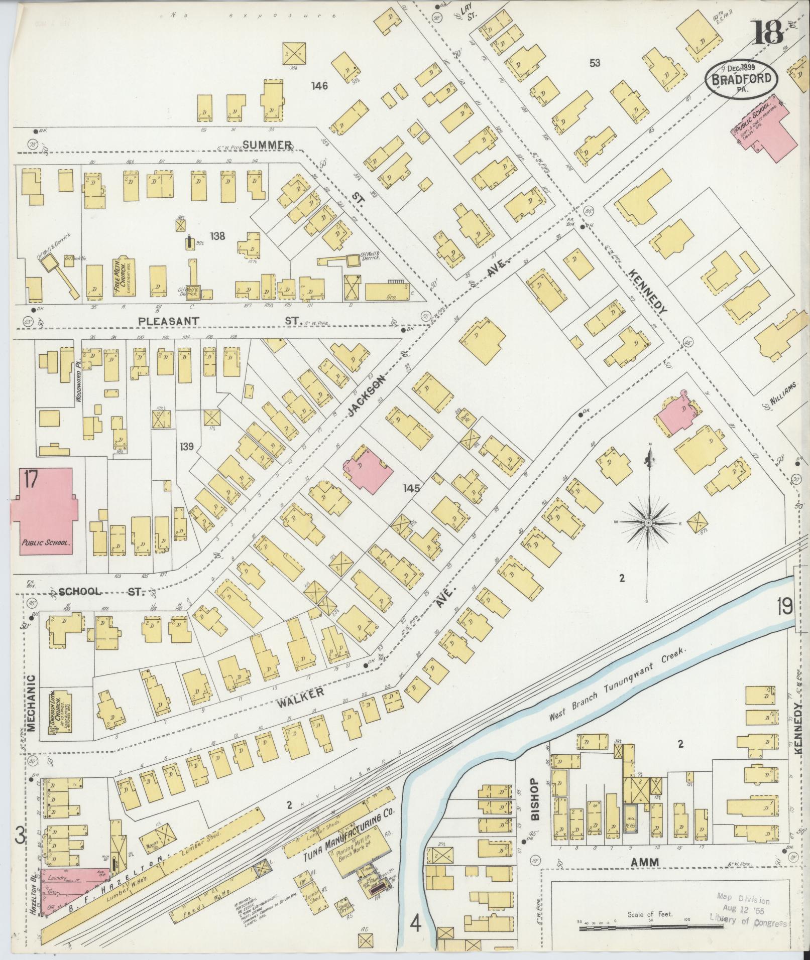 Sanborn Fire Insurance Map from Bradford, McKean County, Pennsylvania (1899), Sheet #0018 - Historic Sanborn Fire Insurance Map Print, vintage old map wall art, antique decor, genealogy gift, Pennsylvania Pennsylvania map