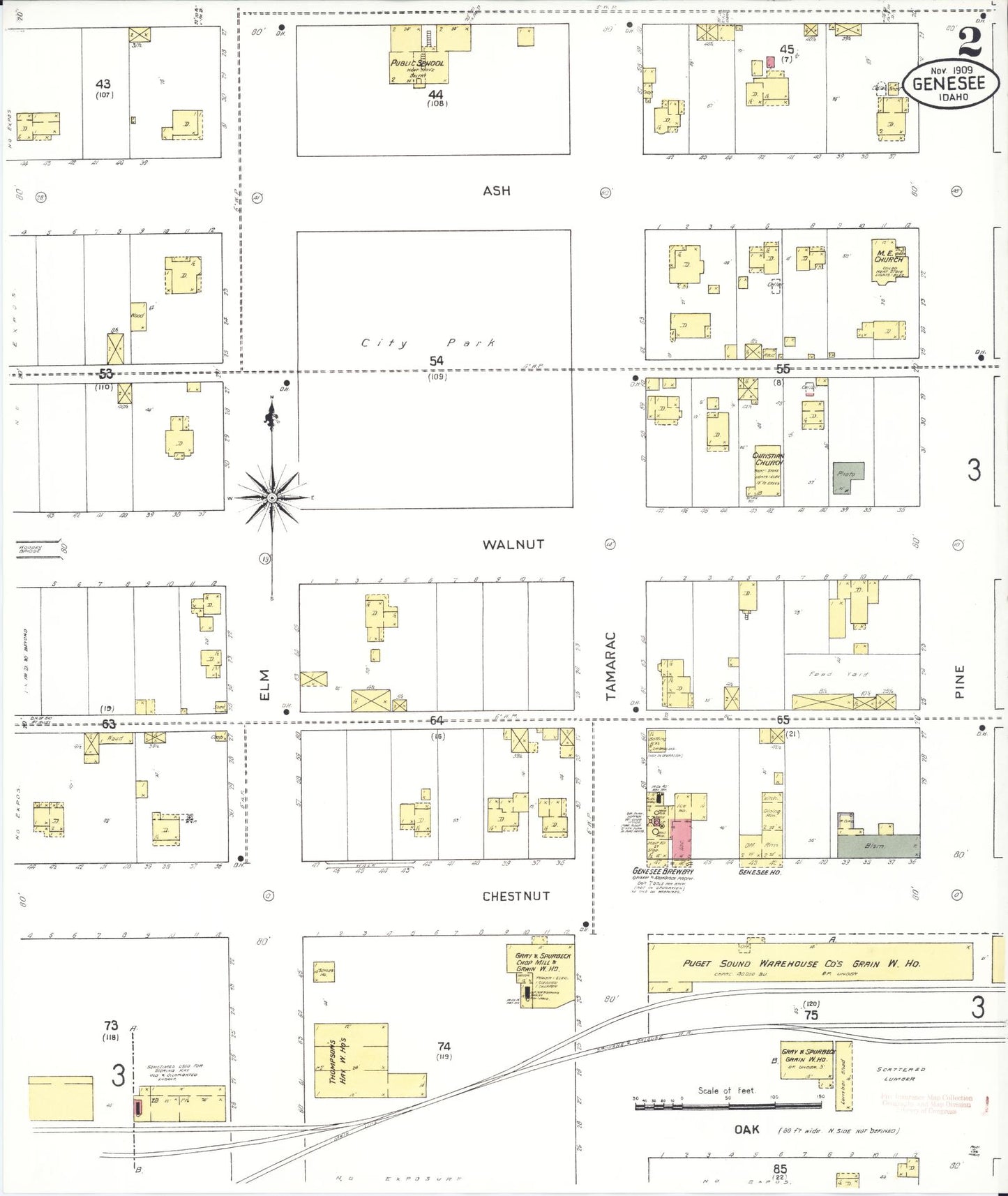 Sanborn Fire Insurance Map from Genesee, Latah County, Idaho (1909), Sheet #0002 - Historic Sanborn Fire Insurance Map Print, vintage old map wall art, antique decor, genealogy gift, Idaho Idaho map